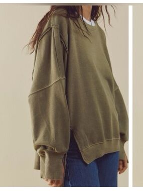 Free People We The Free Camden Sweatshirt - Olive Green - Medium - NWOT